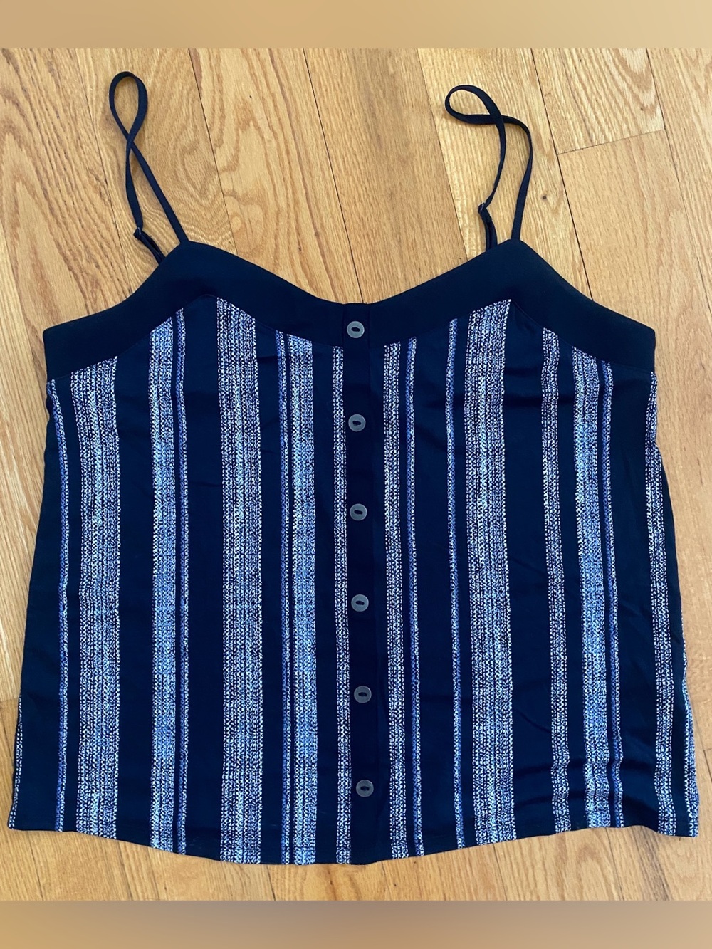 Reitmans Navy Blue Striped Button-Front Camisole